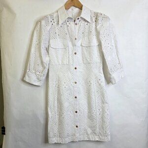 Imperial eyelet  3 4  sleeves Length  dress